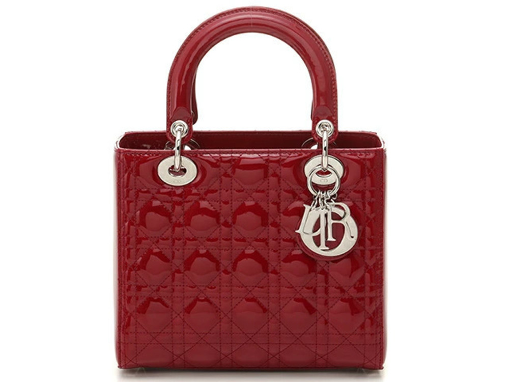 Christian Dior Lady handbag red Patent Vernis leather